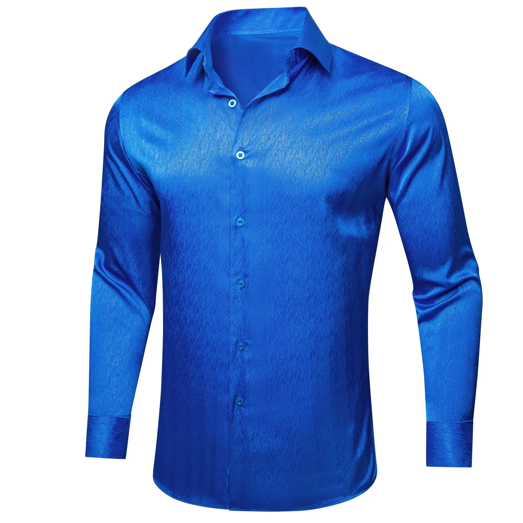 Klein Blue Novelty Silk Men's Long Sleeve Shirt