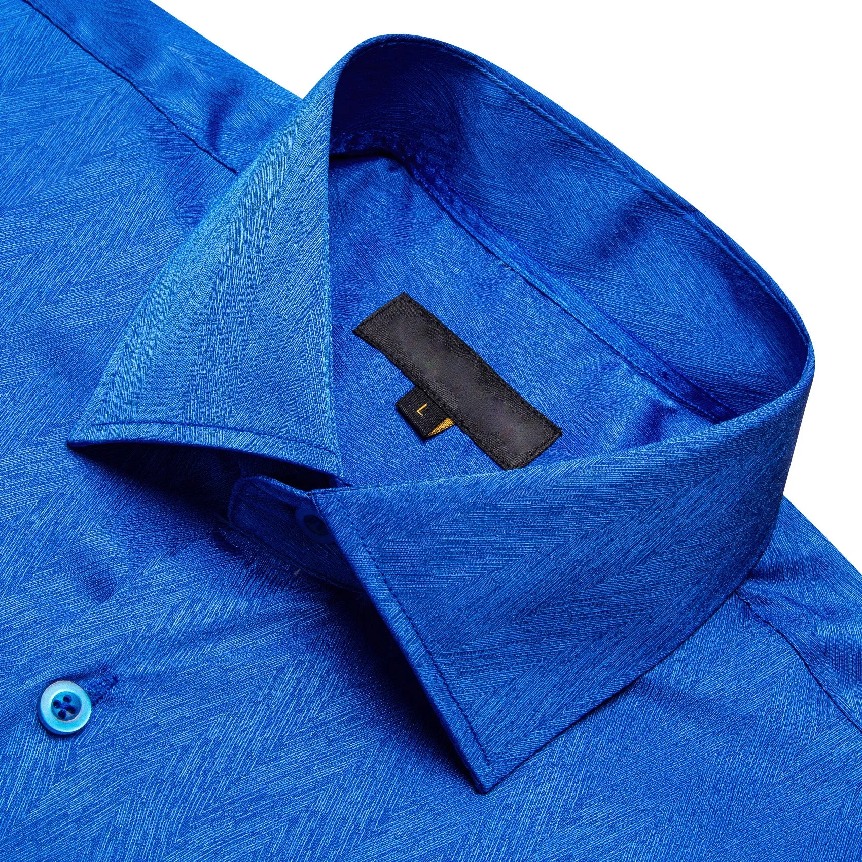 Klein Blue Novelty Silk Men's Long Sleeve Shirt