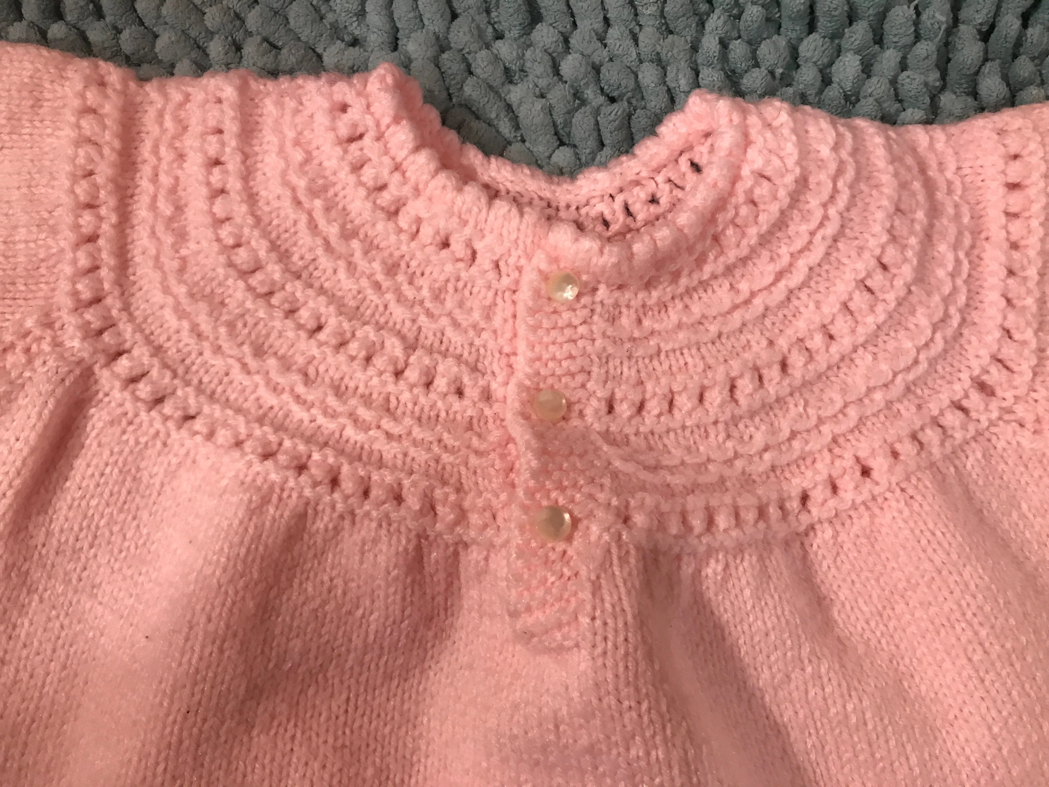 Knitted Pink Baby Dress- Handmade