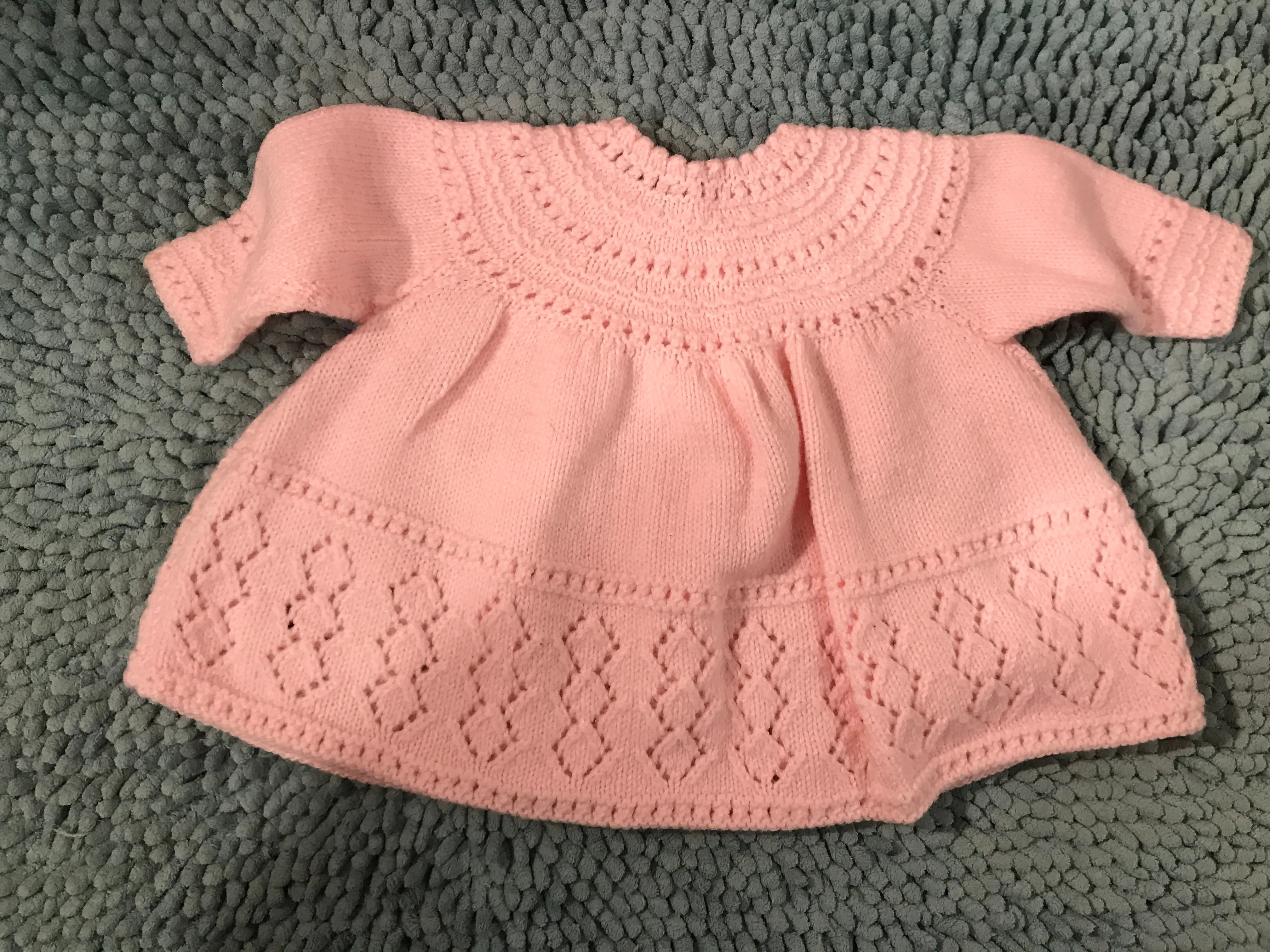 Knitted Pink Baby Dress- Handmade