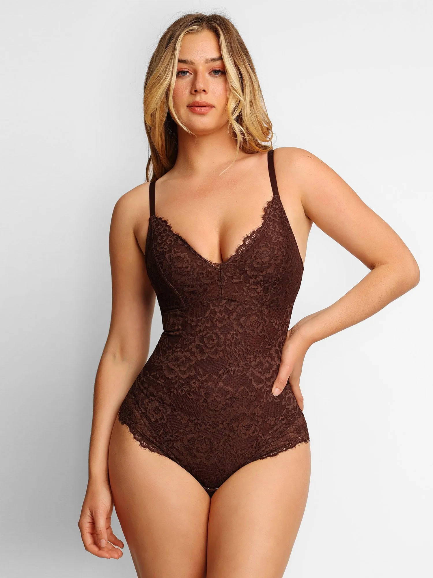 Lace Smooth Firm Control Thong Bodysuit