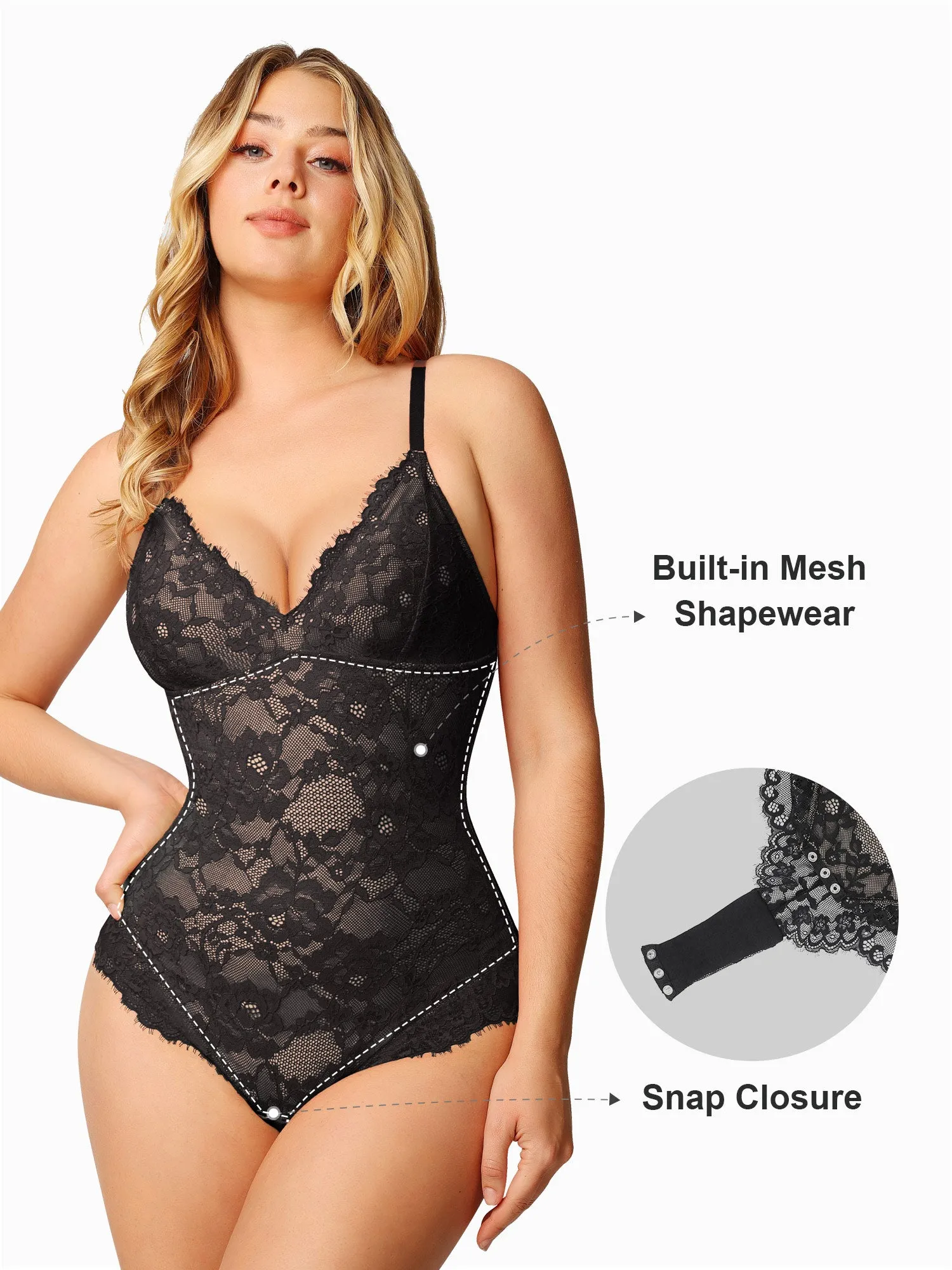 Lace Smooth Firm Control Thong Bodysuit