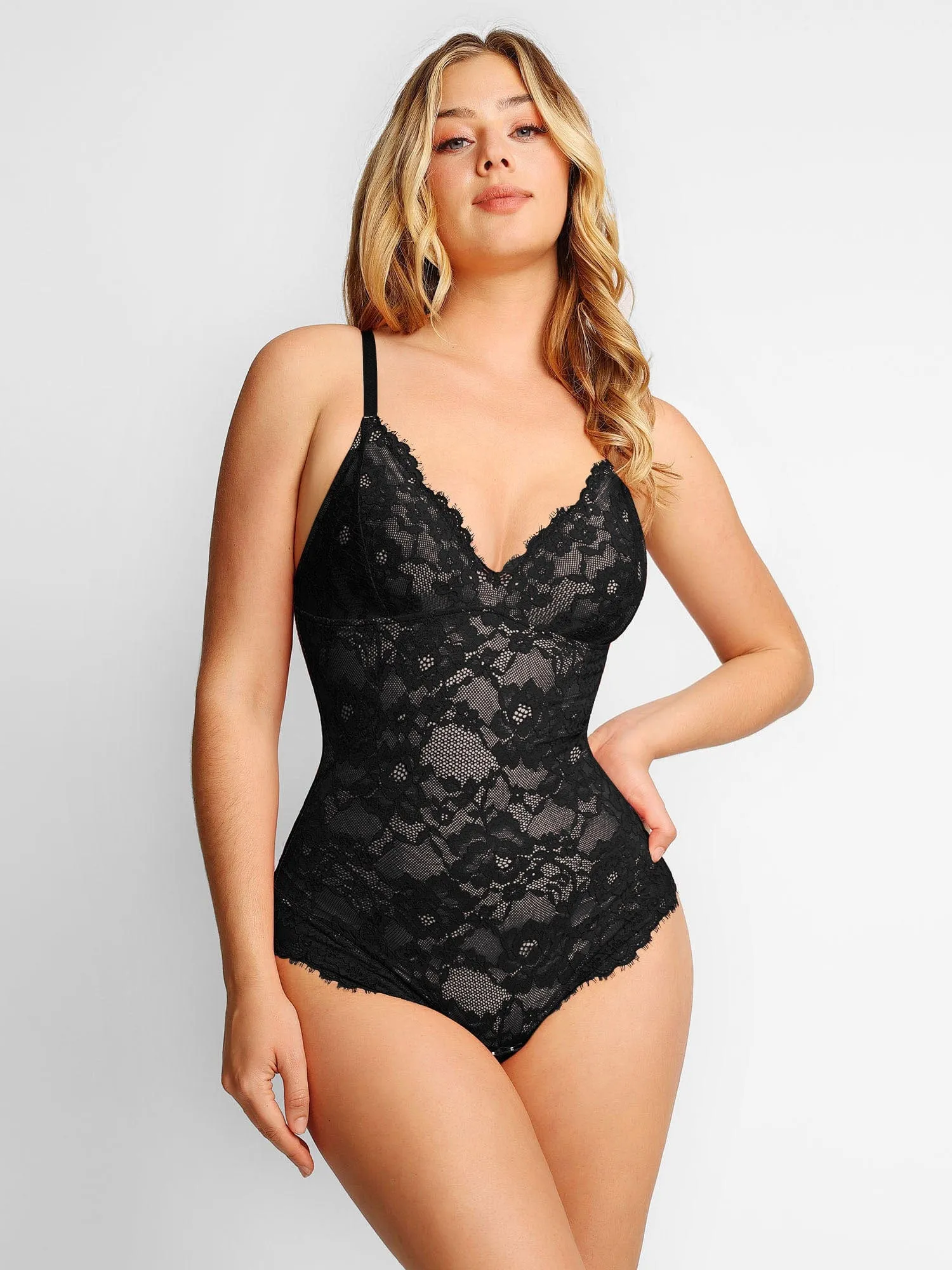 Lace Smooth Firm Control Thong Bodysuit