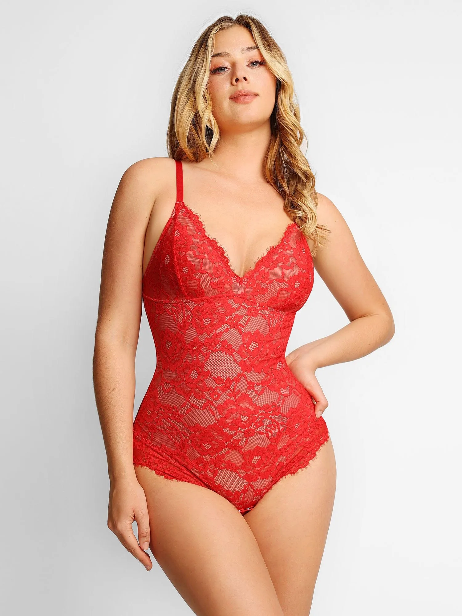 Lace Smooth Firm Control Thong Bodysuit