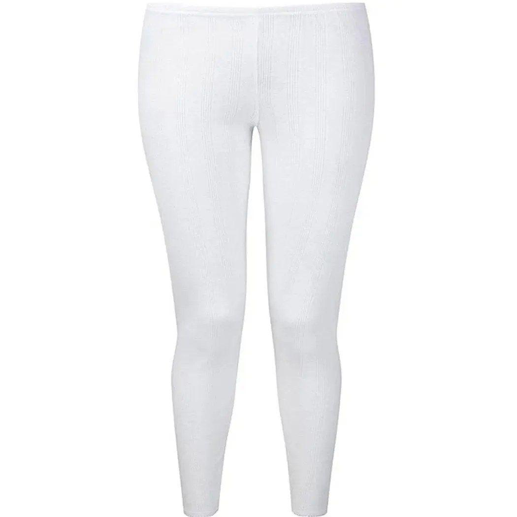 Ladies Thermal Underwear Long John Brushed Inside 0.45 TOG with Free Bed Socks (Medium) White