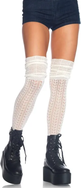 Leg Avenue Serena Acrylic Pointelle Over the Knee Scrunch Socks LA6906