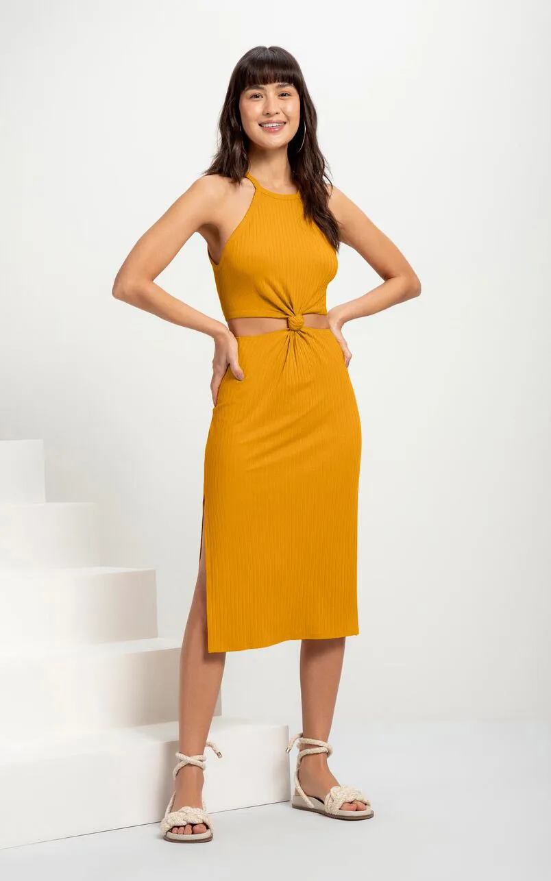 Lez a Lez Ribbed midi dress with knot 8220L