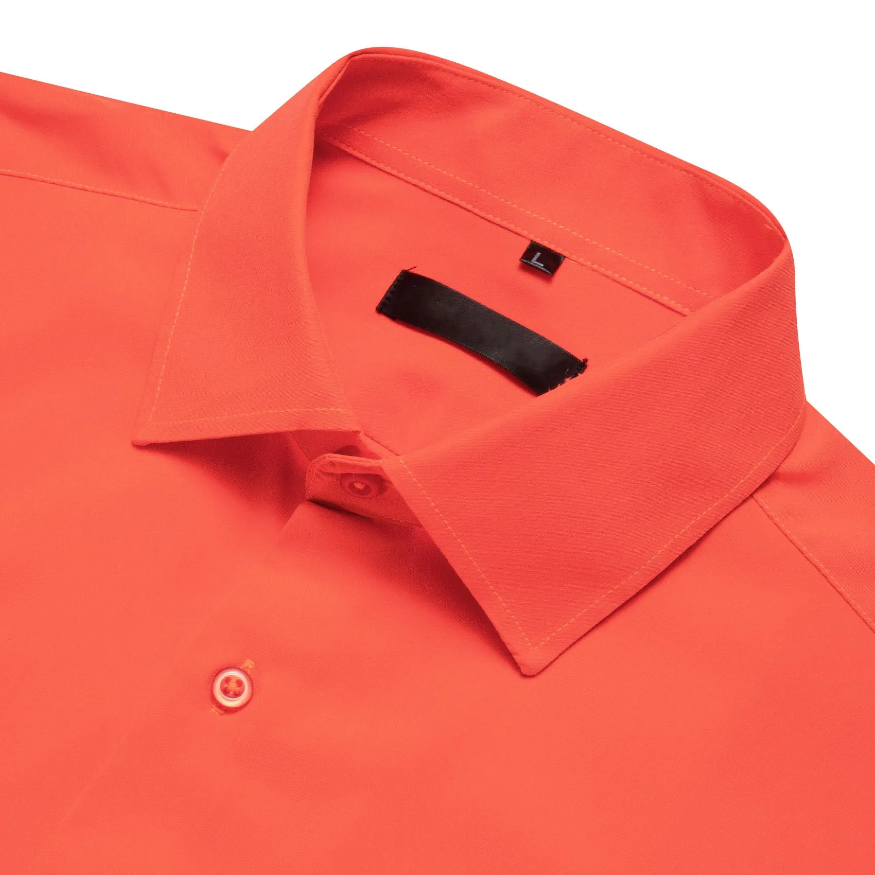 Light Orange Solid Silk Men's Long Sleeve Shirt