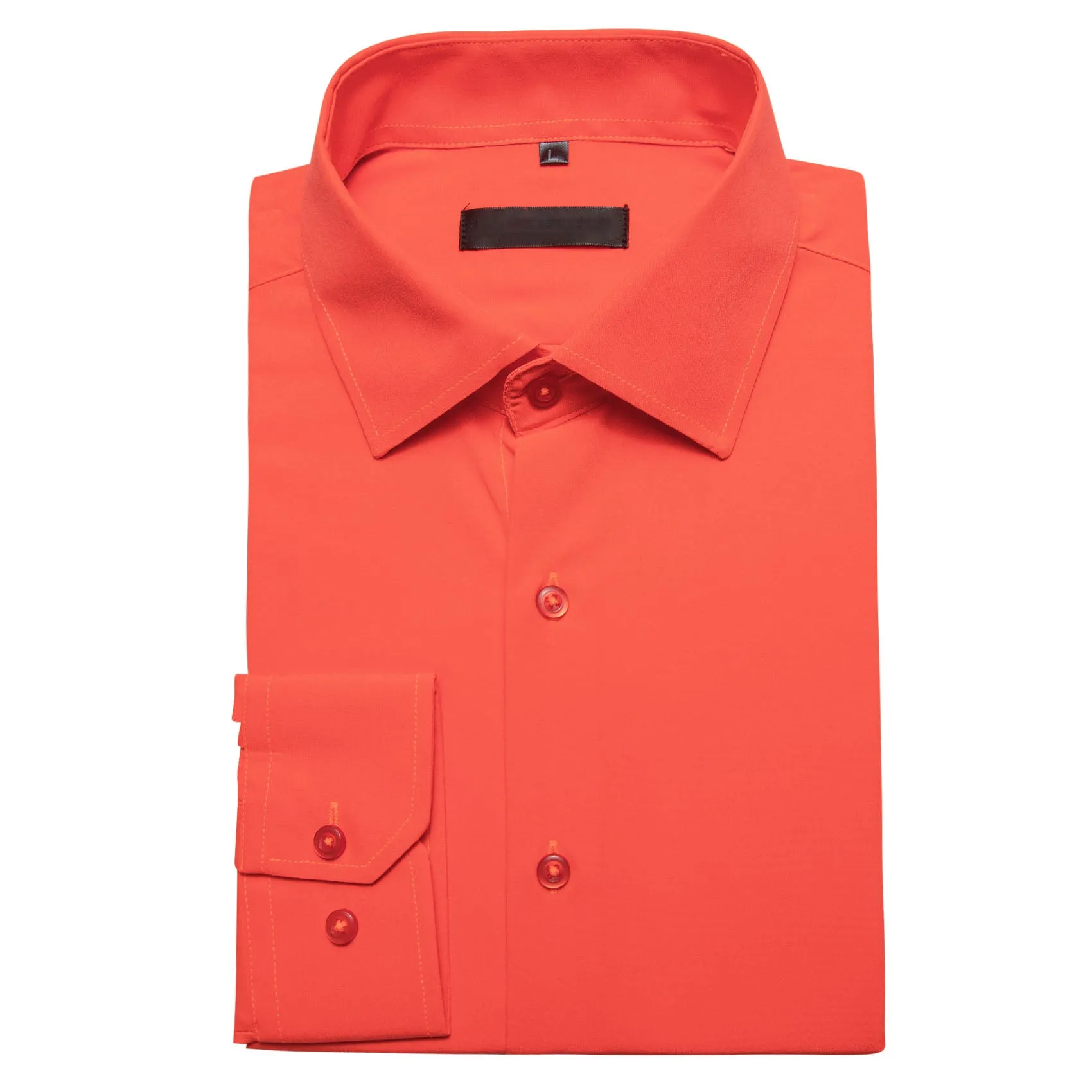 Light Orange Solid Silk Men's Long Sleeve Shirt