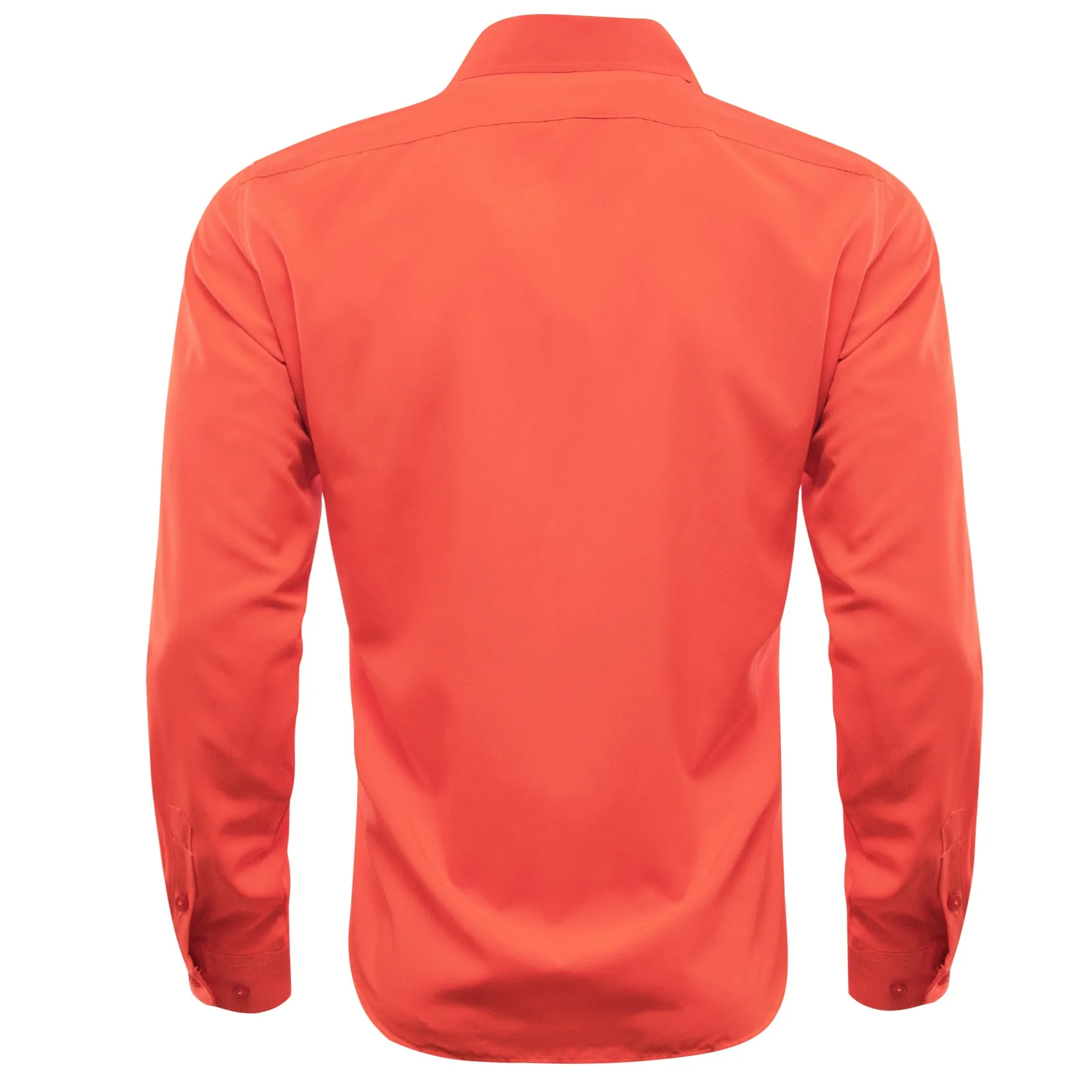 Light Orange Solid Silk Men's Long Sleeve Shirt