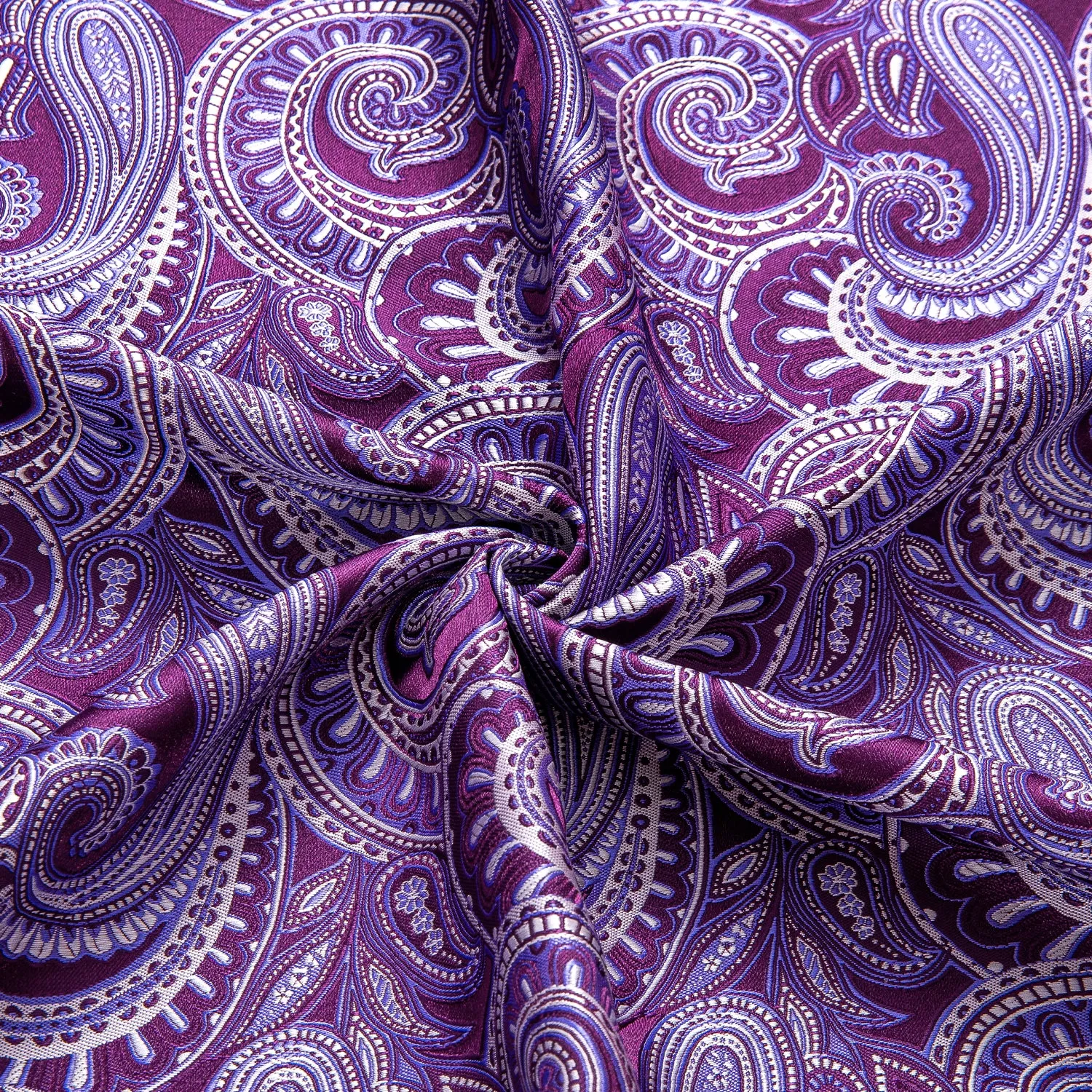 Light Purple Paisley Silk Men's Long Sleeve Shirt