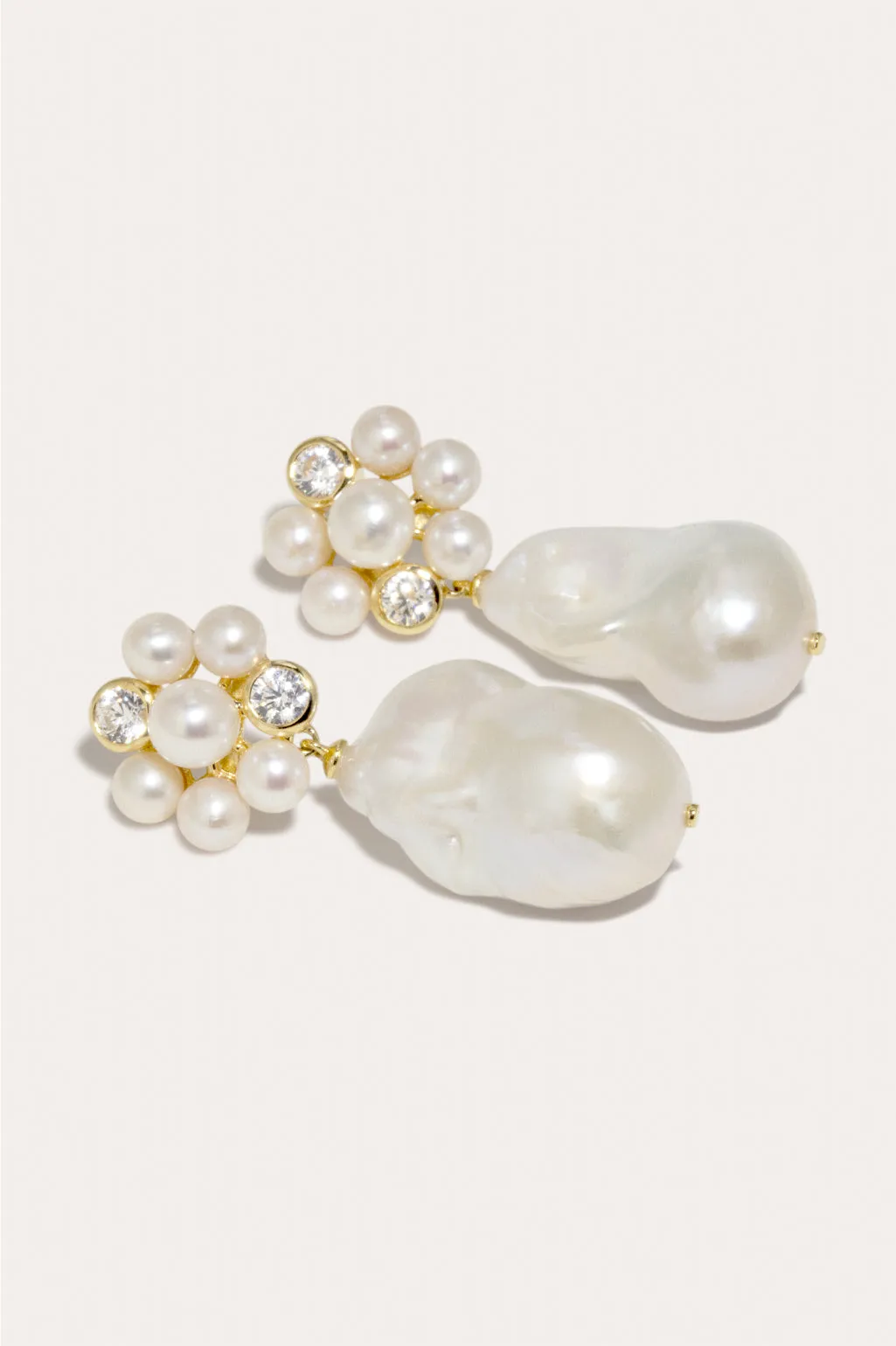 Lightdrops - Pearl and Zirconia Recycled Gold Vermeil Earrings