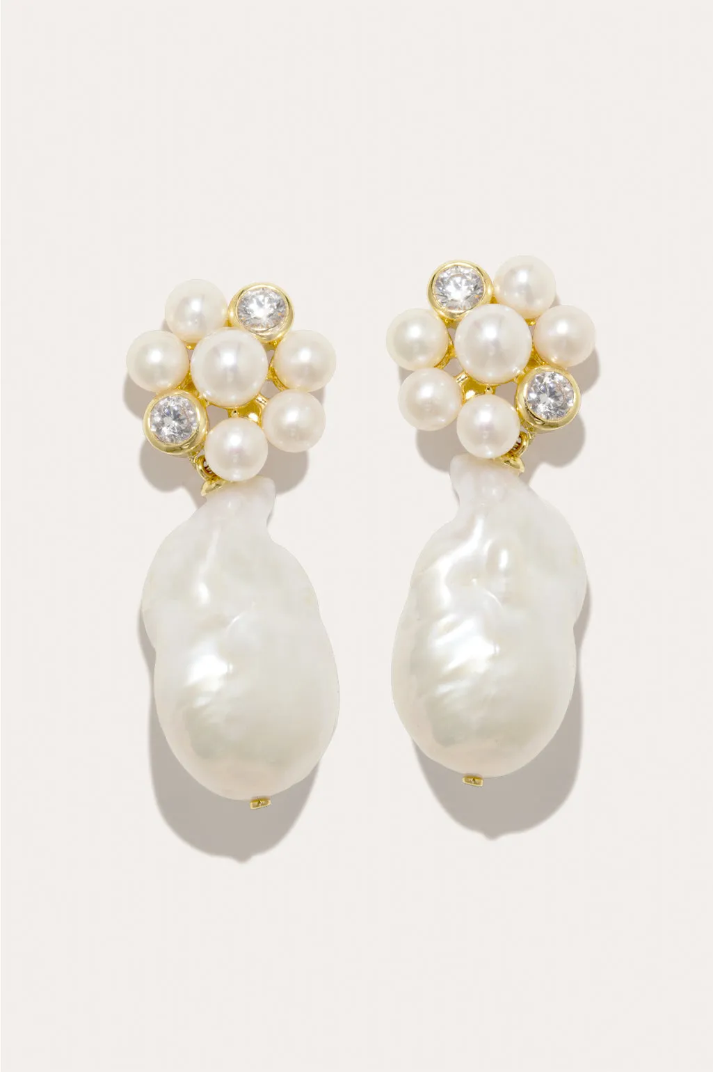 Lightdrops - Pearl and Zirconia Recycled Gold Vermeil Earrings