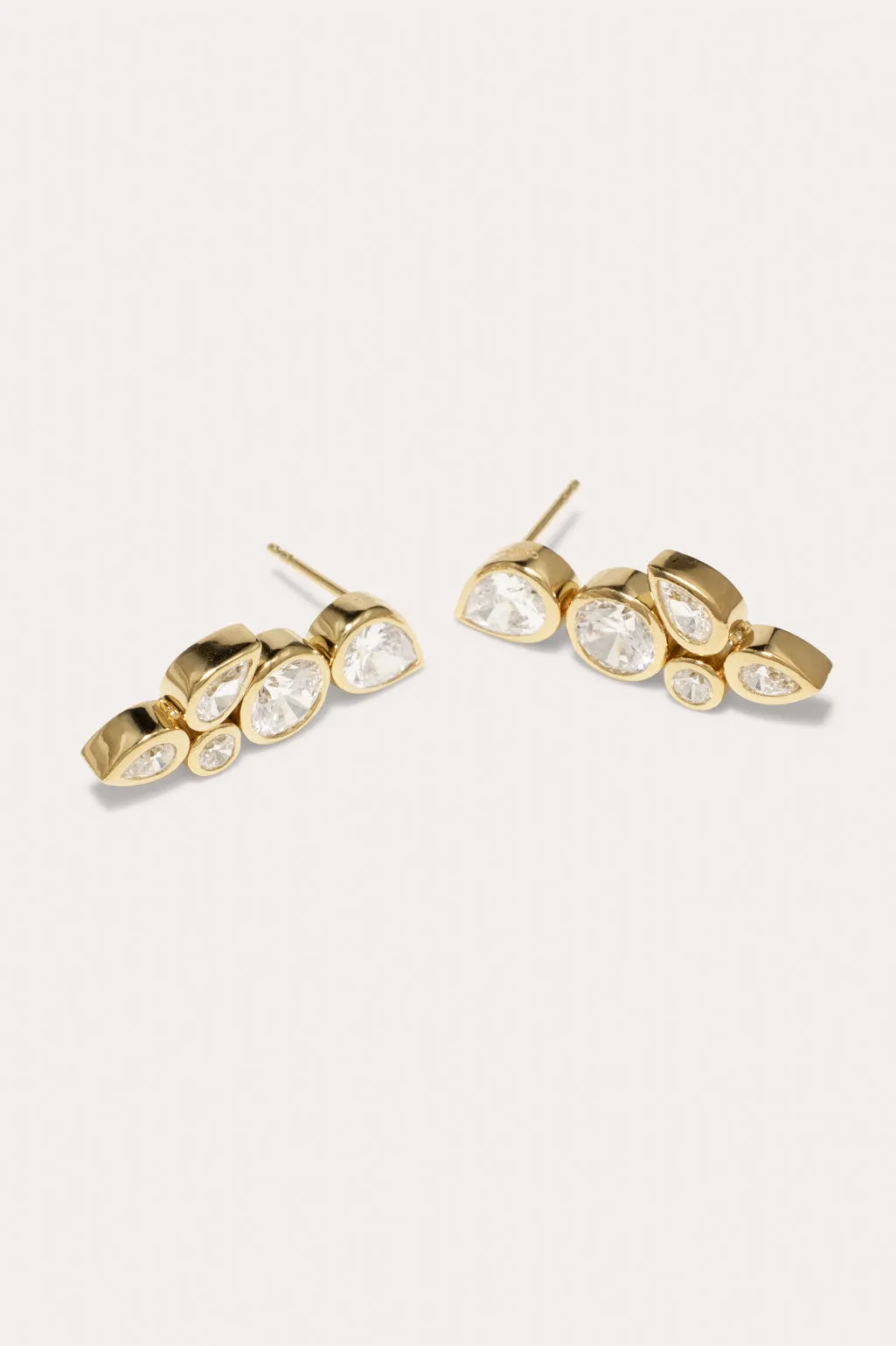 Like Peas in a Pod - Cubic Zirconia and Gold Vermeil Earrings