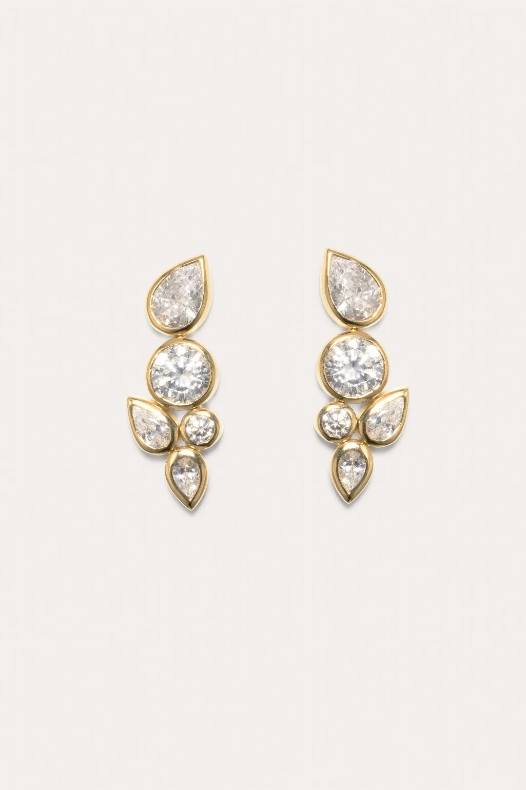 Like Peas in a Pod - Cubic Zirconia and Gold Vermeil Earrings