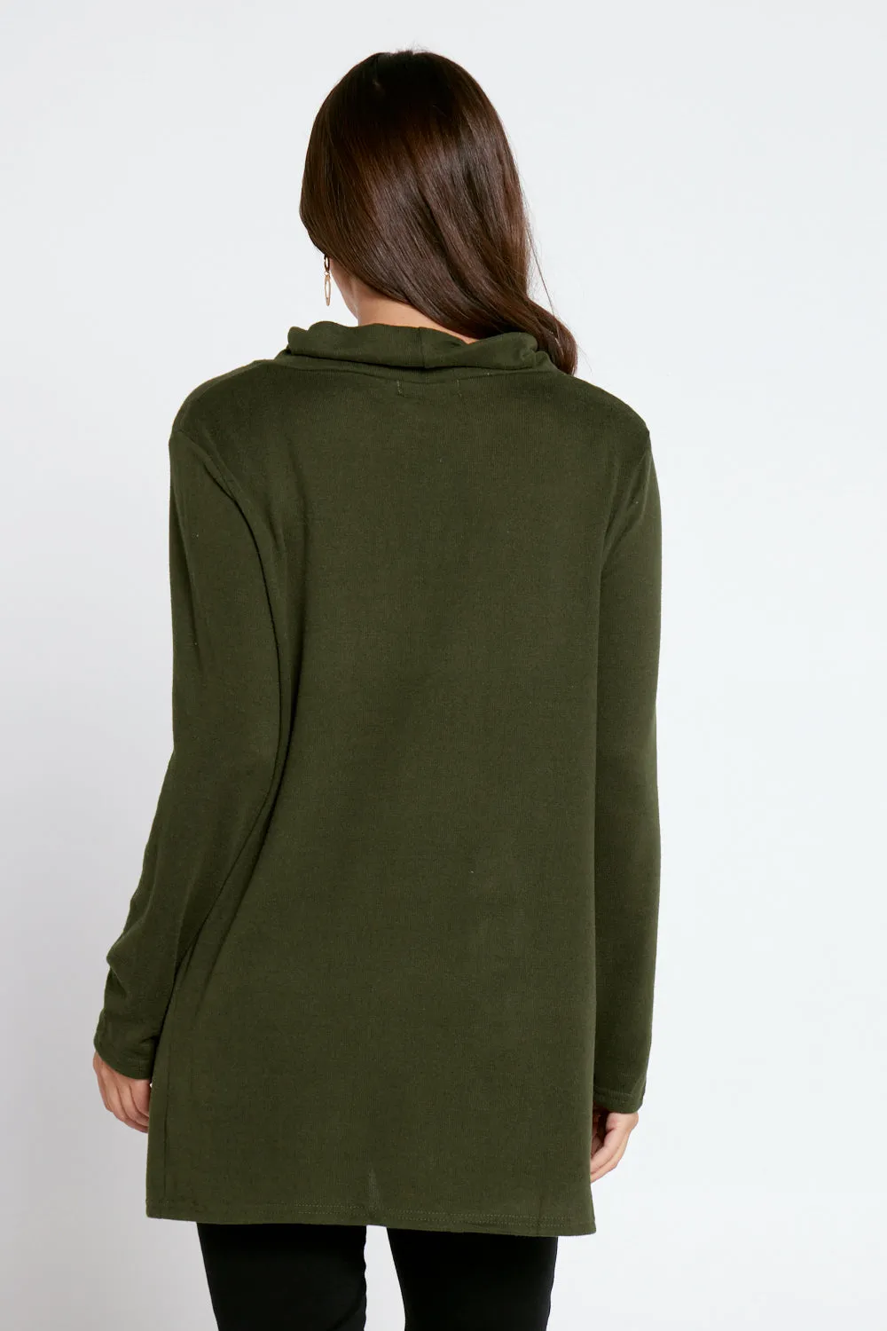 Lina Cowl Knit Tunic - Khaki