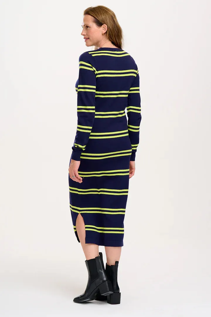 Liselle Knit Dress (Navy, Double Stripe)