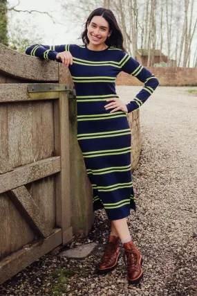 Liselle Knit Dress (Navy, Double Stripe)