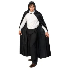 Long Hooded Fabric Cape  Black