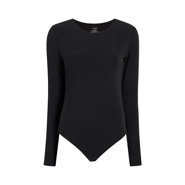 Long Sleeve Crewneck Bodysuit | Black