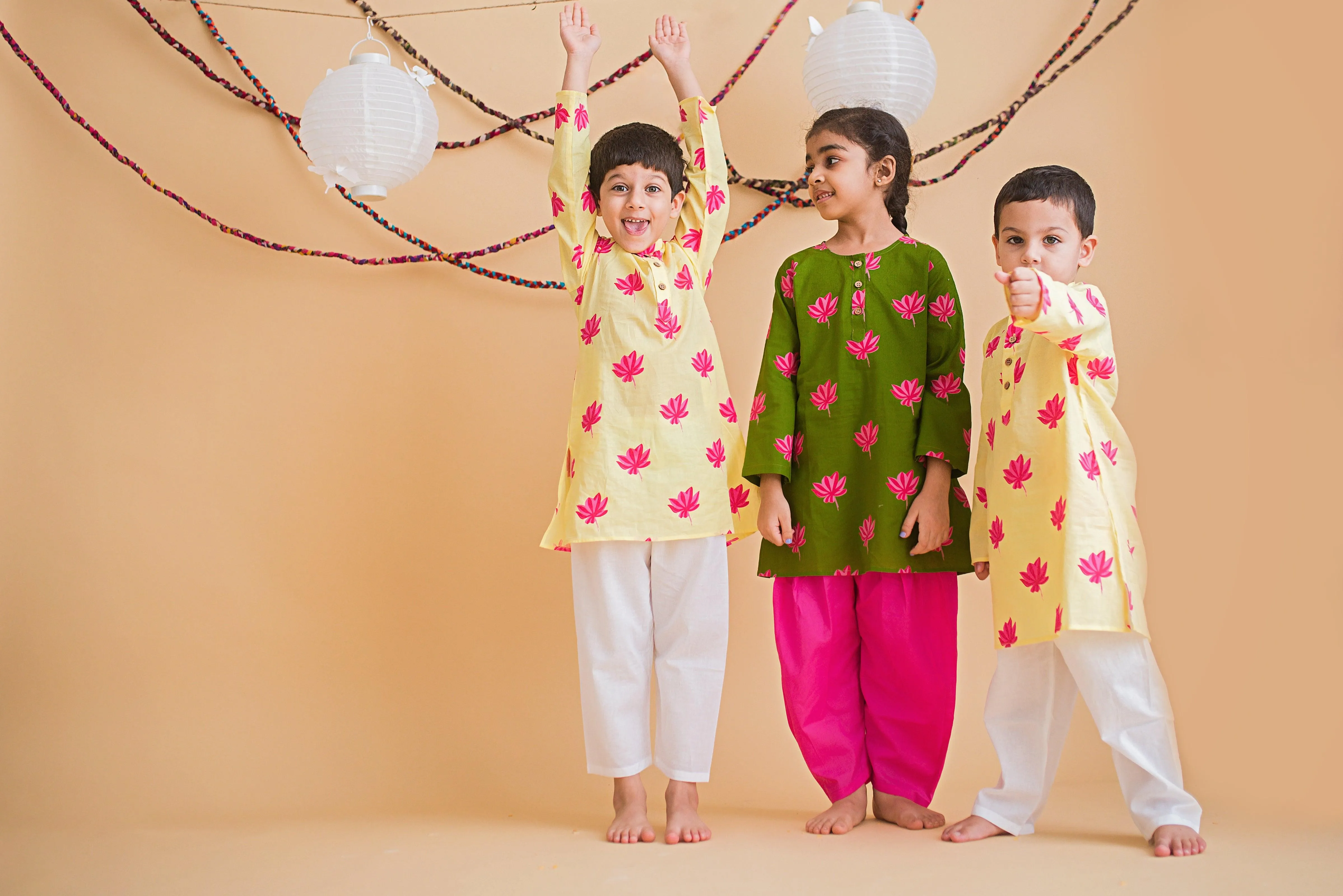 Lotus Bloom Boys Ethnic Wear-Yellow