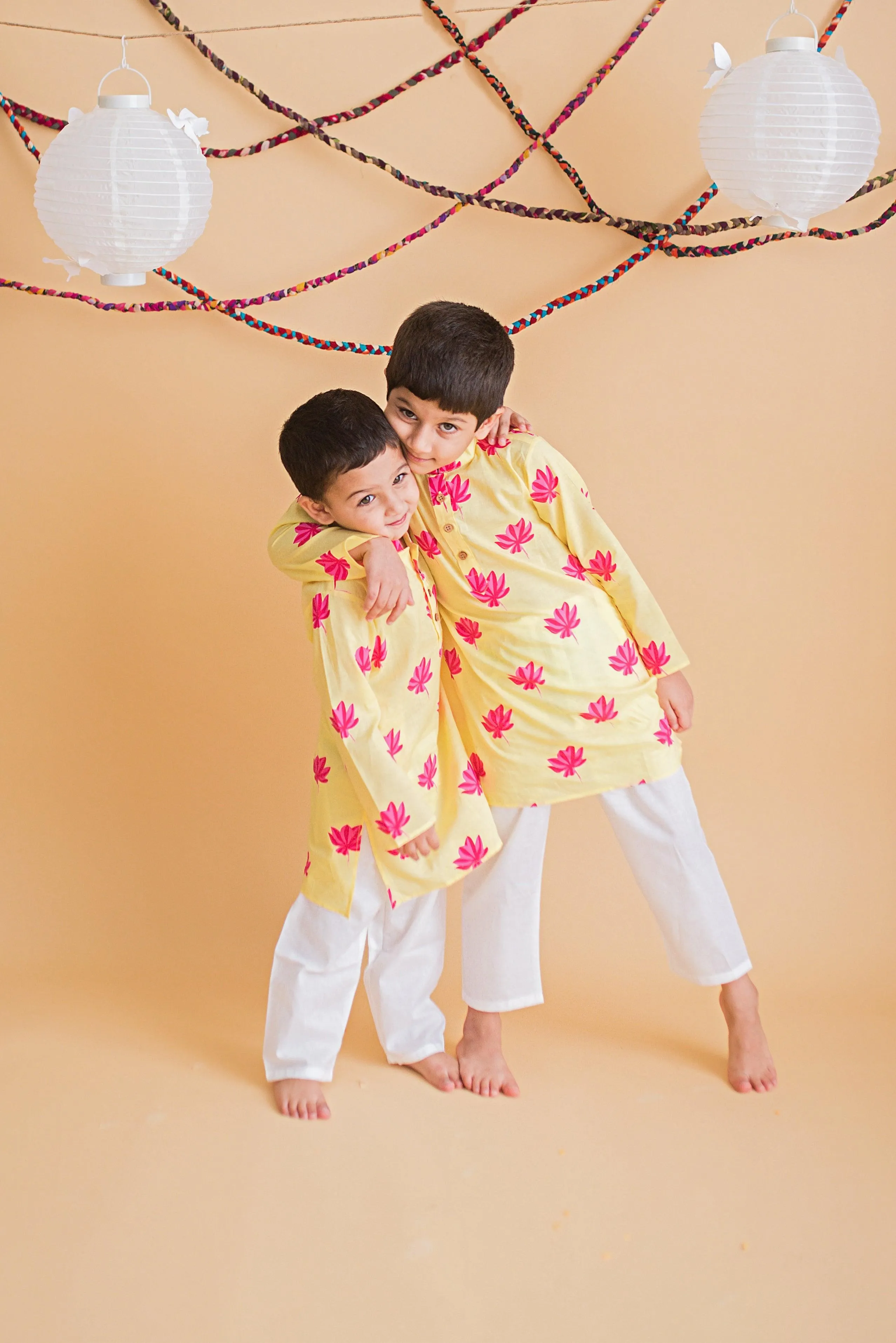 Lotus Bloom Boys Ethnic Wear-Yellow