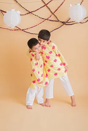 Lotus Bloom Boys Ethnic Wear-Yellow