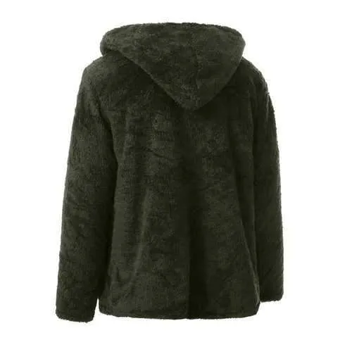 Mens Casual Fleece Warm Long Sleeve Coat