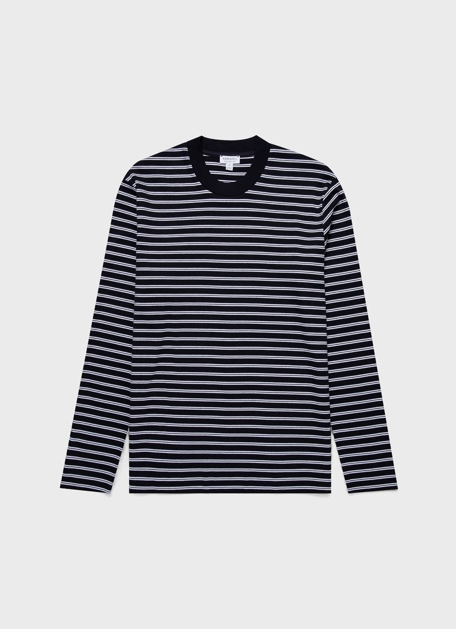 Men's Long Sleeve Heavyweight T-shirt in Navy/White