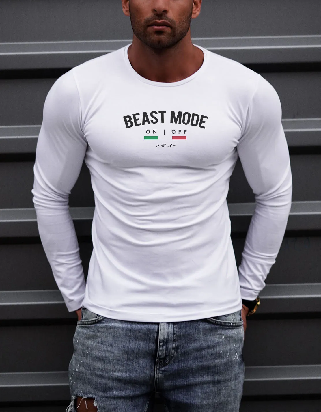 Mens Long Sleeve T-shirt "BEAST MODE ON" MD930