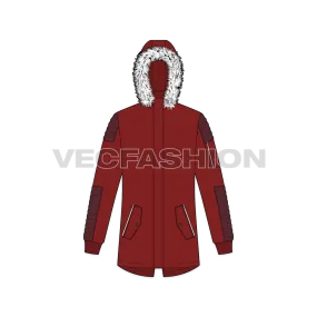 Mens Streetwear Fur Collar Hooded Parka jacket