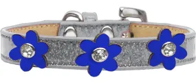 Metallic Flower Ice Cream Collar Silver With Metallic Blue Flowers Size 10