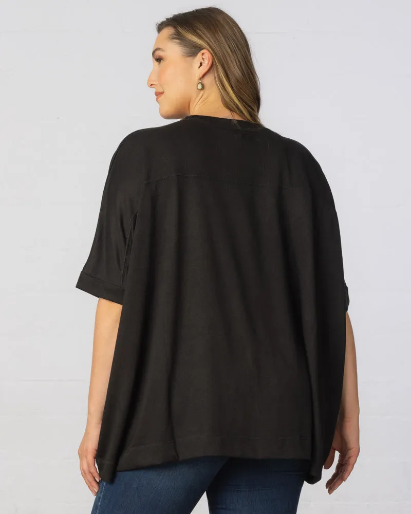 Mid-Length Sleeve Asymmetrical Cape Top