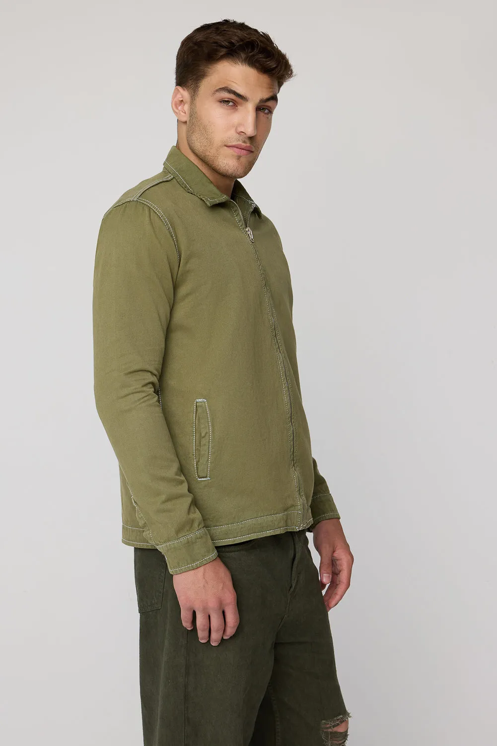 Militant Olive Men’s Long Sleeve Zip Shacket