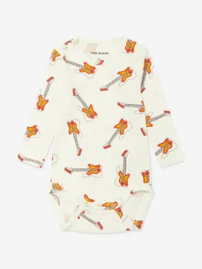 Mini Rodini Baby Guitar Print Bodysuit in White