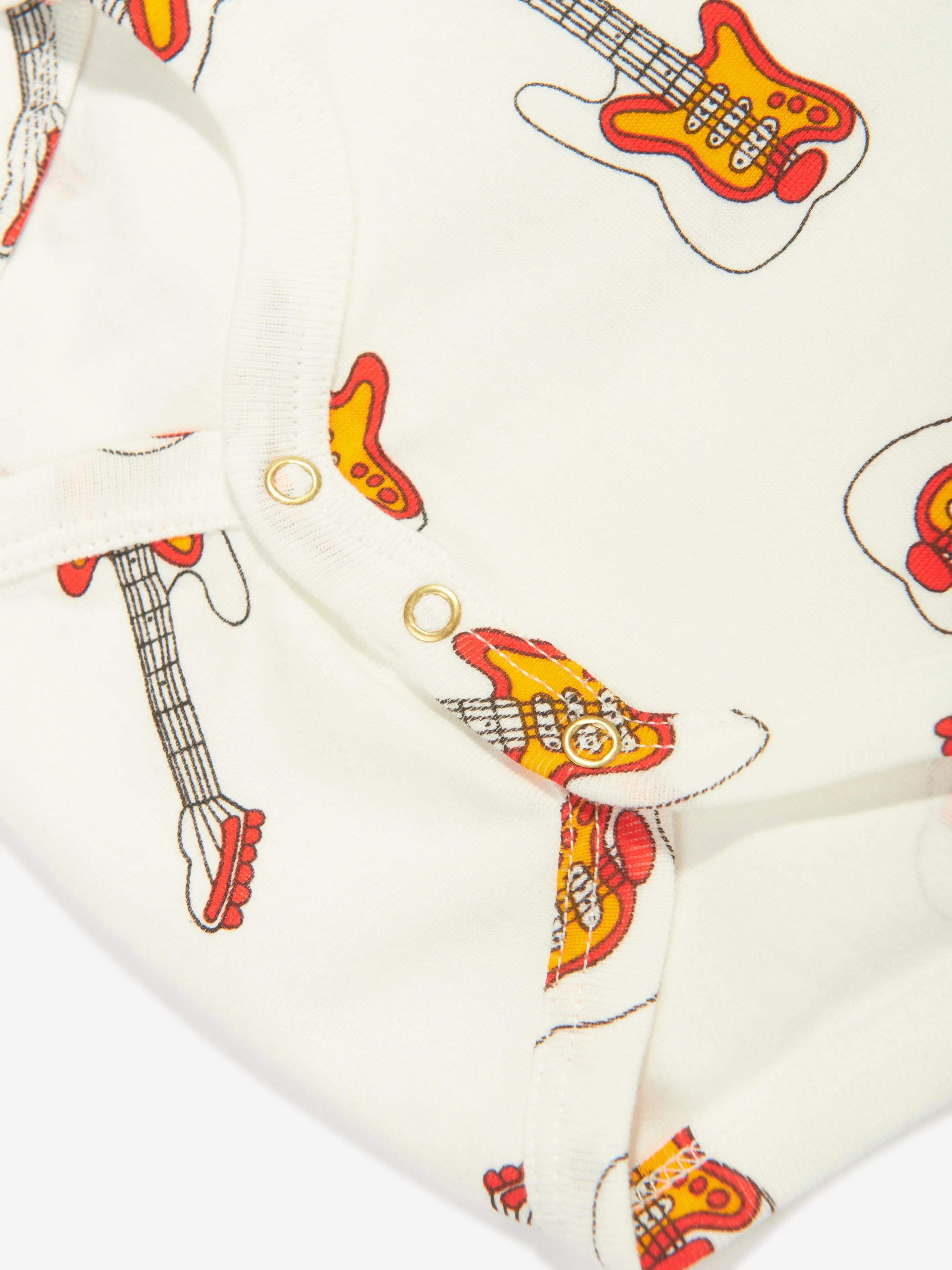 Mini Rodini Baby Guitar Print Bodysuit in White