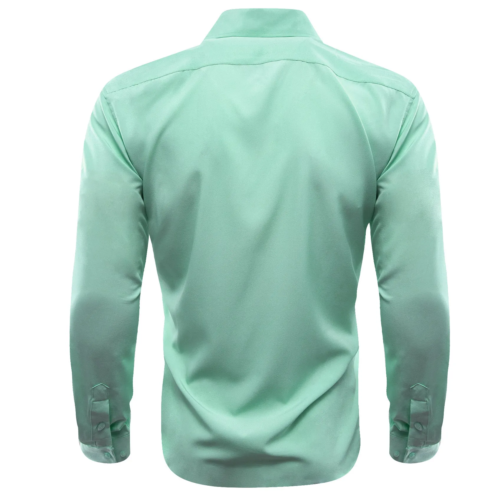 Mint Green Solid Silk Men Long Sleeve Shirt