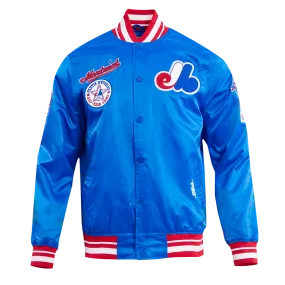 MLB MONTREAL EXPOS RETRO CLASSIC MEN'S RIB SATIN JACKET (ROYAL BLUE/RED)