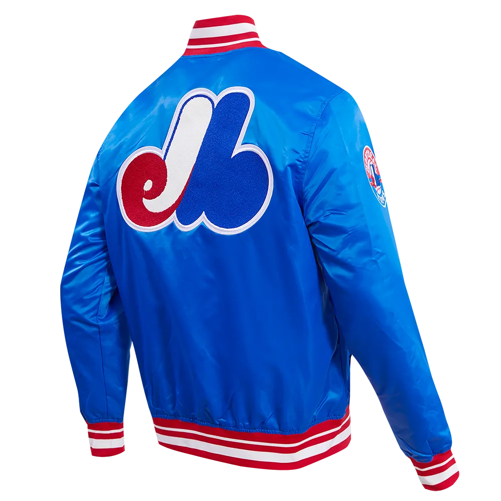 MLB MONTREAL EXPOS RETRO CLASSIC MEN'S RIB SATIN JACKET (ROYAL BLUE/RED)