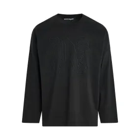 Monogram Long Sleeve Statement T-Shirt in Black