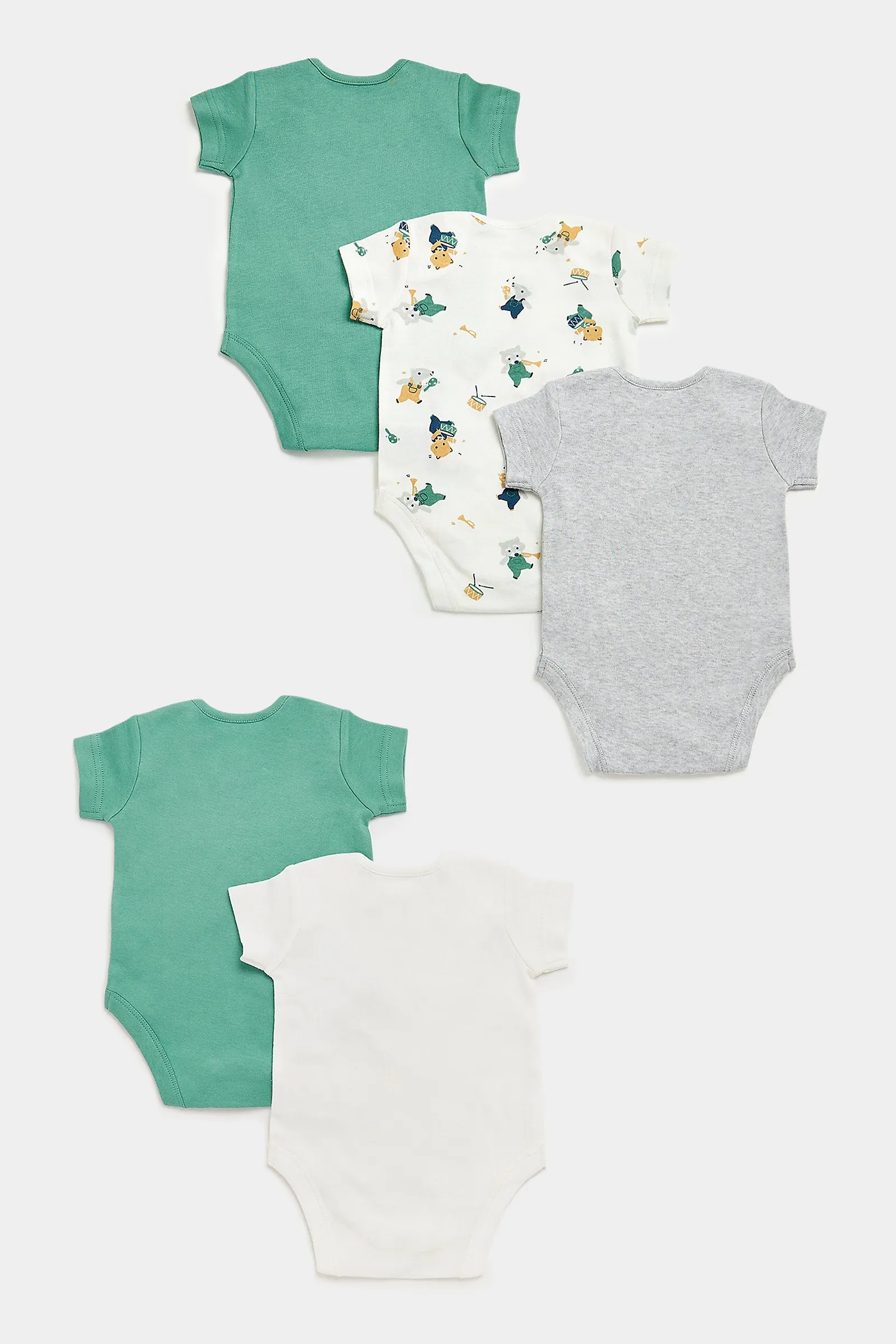 Mothercare Animal Band Short-Sleeved Baby Bodysuits - 5 Pack