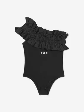 MSGM Girls Asymetrical Bodysuit in Black