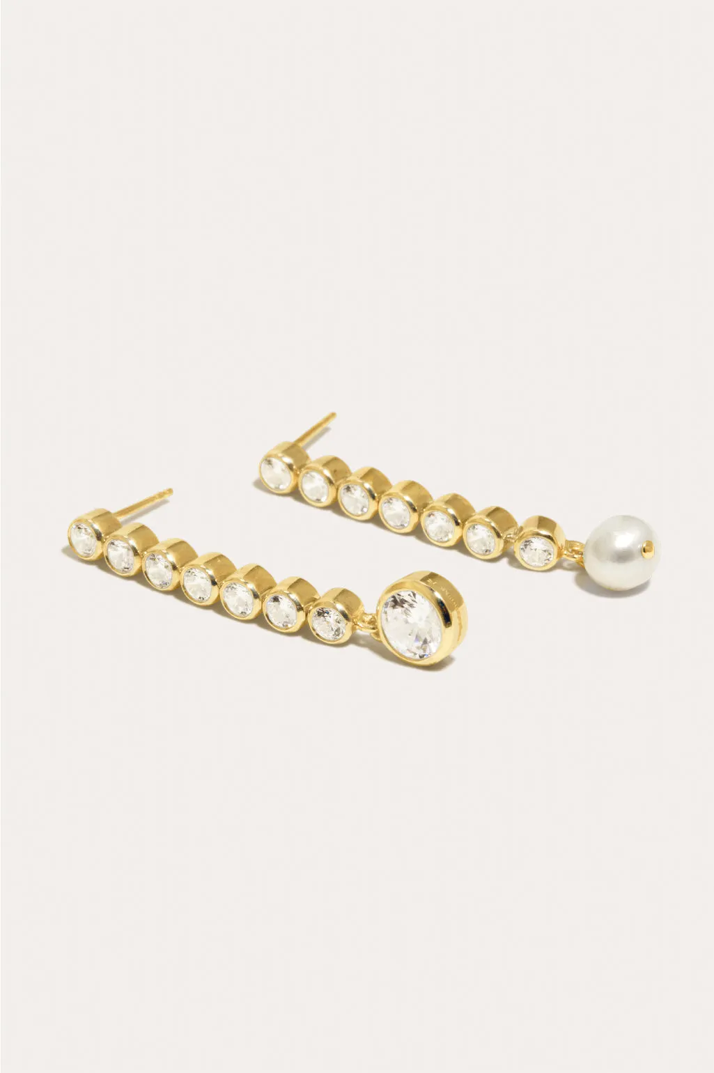 Multiply Zero by Zero and You Get Zero - Pearl and Zirconia Recycled Gold Vermeil Earrings