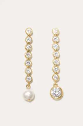 Multiply Zero by Zero and You Get Zero - Pearl and Zirconia Recycled Gold Vermeil Earrings