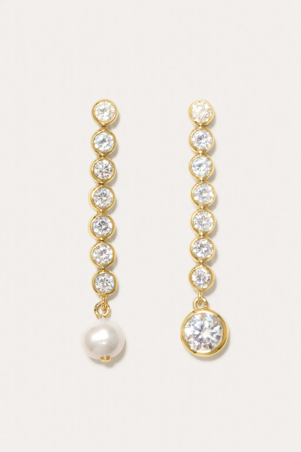 Multiply Zero by Zero and You Get Zero - Pearl and Zirconia Recycled Gold Vermeil Earrings