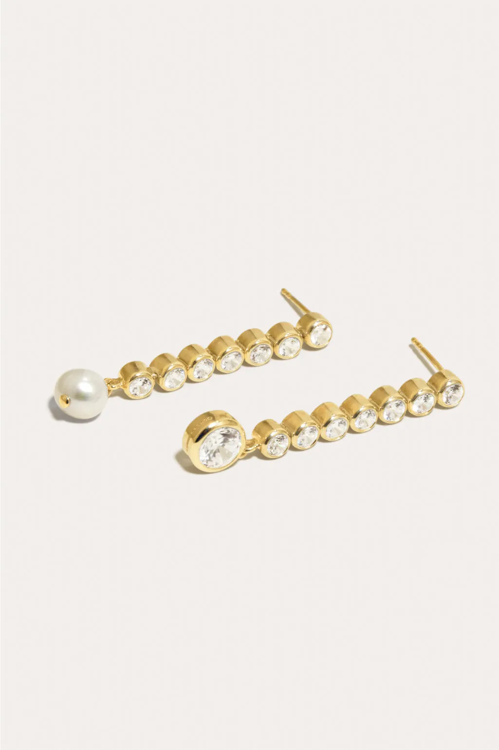 Multiply Zero by Zero and You Get Zero - Pearl and Zirconia Recycled Gold Vermeil Earrings