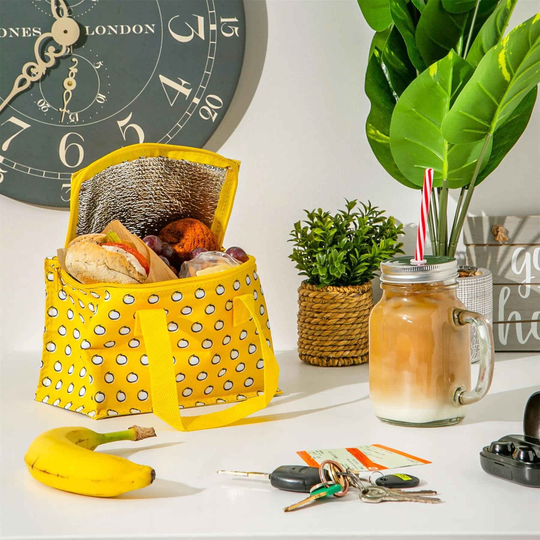 Mustard Polka Insulated Lunch Bag - By Nicholas Winter