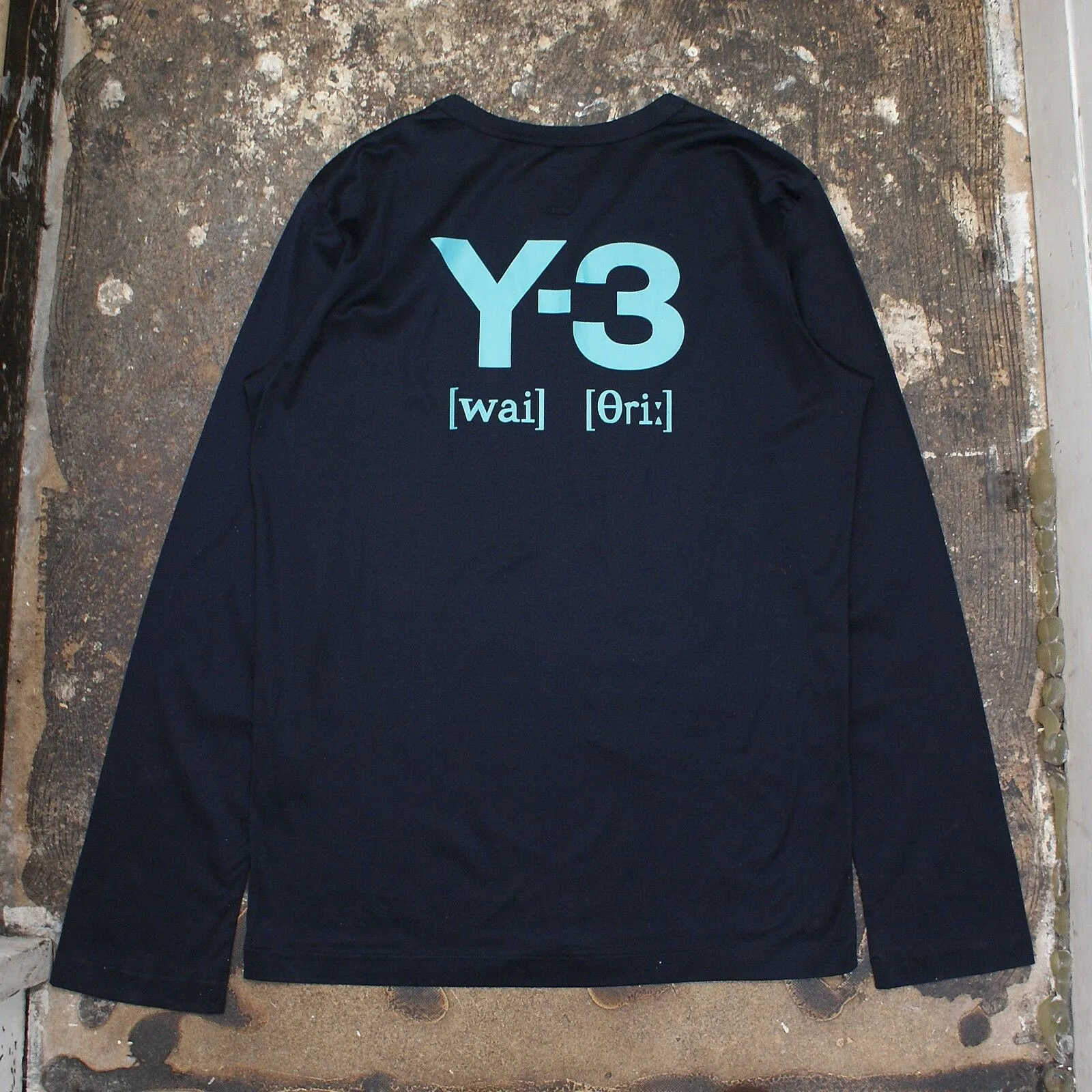 Navy Long Sleeved T Shirt With Logo On Back