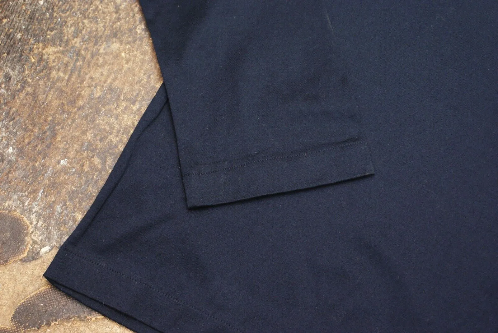 Navy Long Sleeved T Shirt With Logo On Back