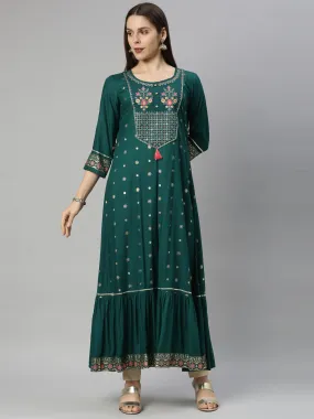 Neeru's Green Color Chanderi Fabric Tunic